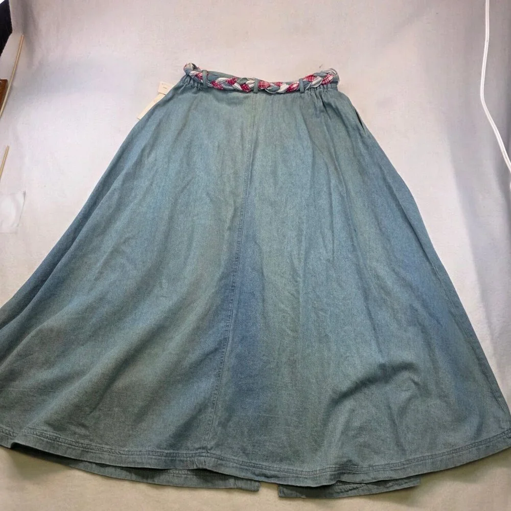 Vintage Susan Bristol Denim Maxi Skirt 14 Blue Deadstock Western 90s Grunge